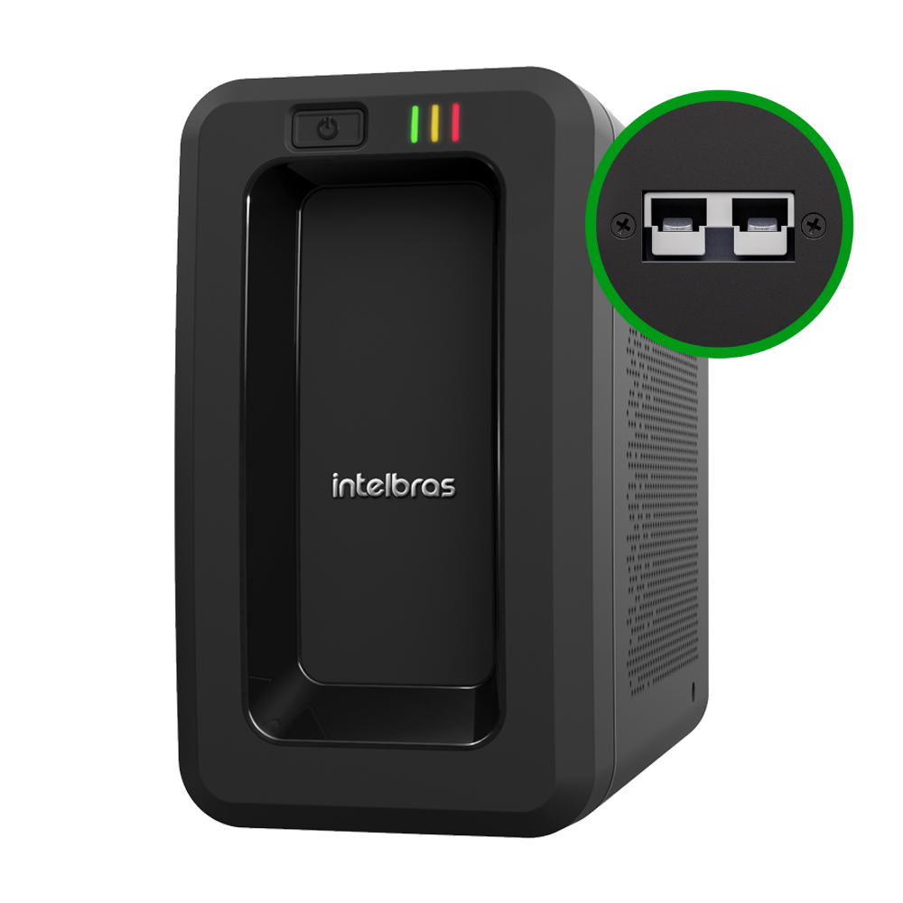 Nobreak protegendo switch PoE, NVR e roteador de sistema de câmeras