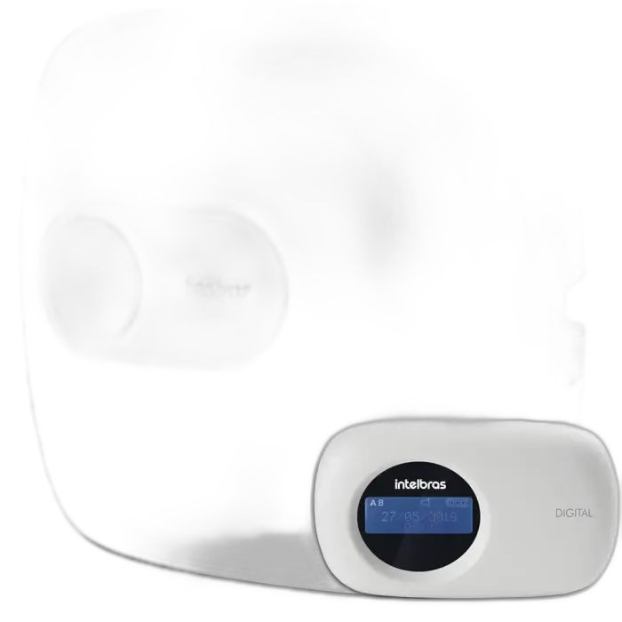 Central de alarme Intelbras AMT 4010 SMART com placa base e conector de bateria em fundo branco