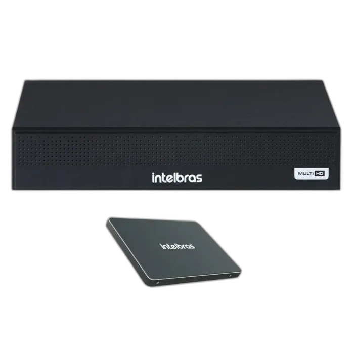 DVR Intelbras MHDX 1104 C — gravador 4 canais Multi-HD H.265 com frente e painel traseiro visíveis