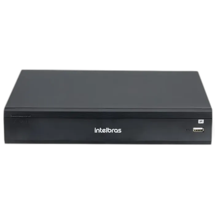 NVR Intelbras NVD 1516-P — gravador IP 16 canais PoE com painel frontal e portas de rede visíveis