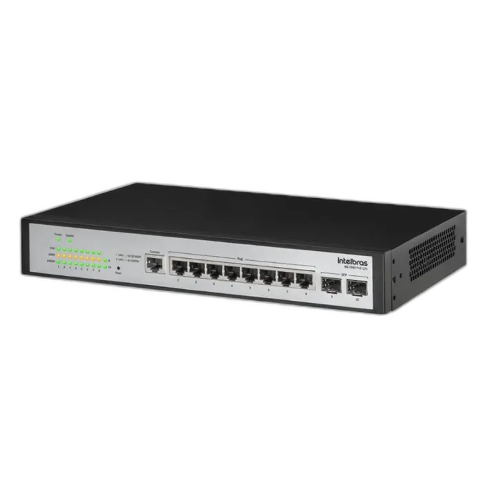 Switch Gerenciável Intelbras SG 1002 PoE L2+ com 8 portas Gigabit PoE e 2 SFP