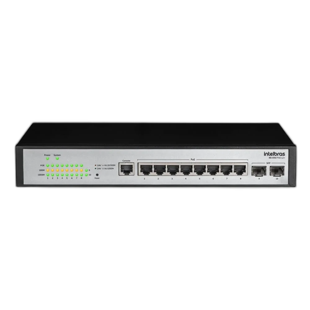Switch Gerenciável 8 Portas Gigabit PoE+ Intelbras SG 1002 PoE L2+ com 2 Portas SFP - Miniatura 3