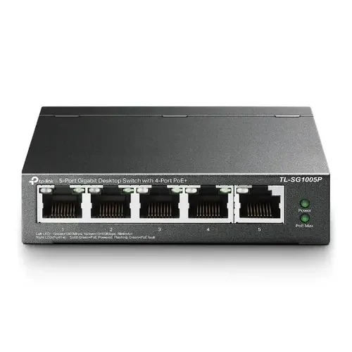 Switch PoE+ TP-Link TL-SG1005P de 5 portas para câmeras IP - Imagem 1