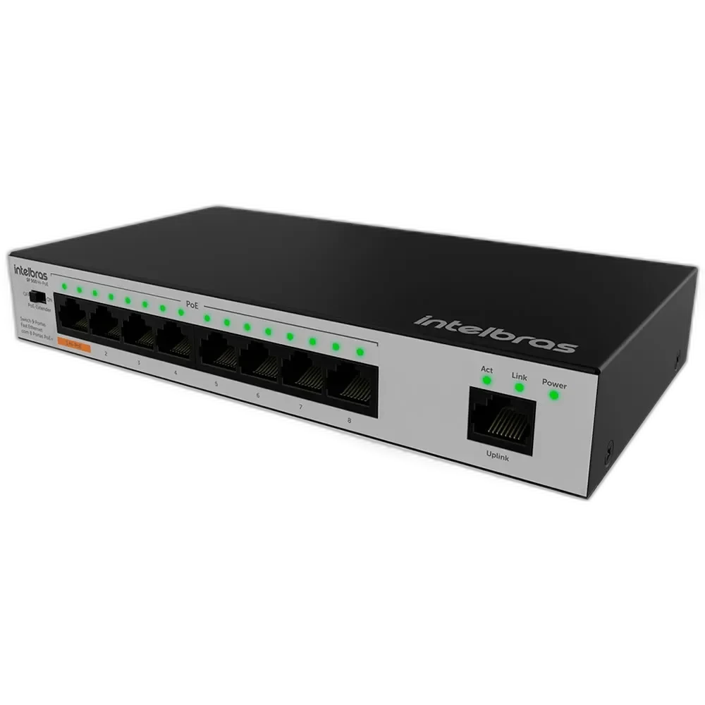 Switch 9 Portas Fast Ethernet Hi-PoE 96W Intelbras SF 900 Hi-PoE - Miniatura 3